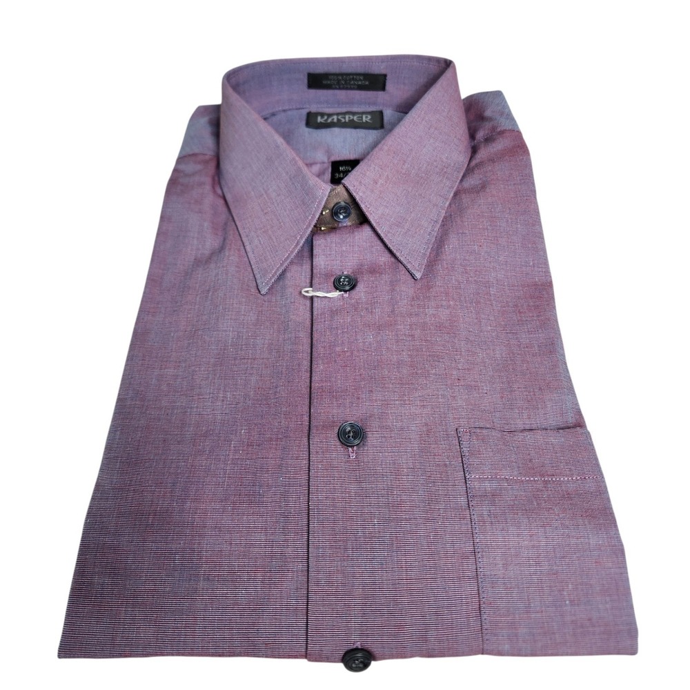 New Kasper Mens Button Down Shirt 100% Cotton Size 16 1/2- 35/35 Long Sleeve